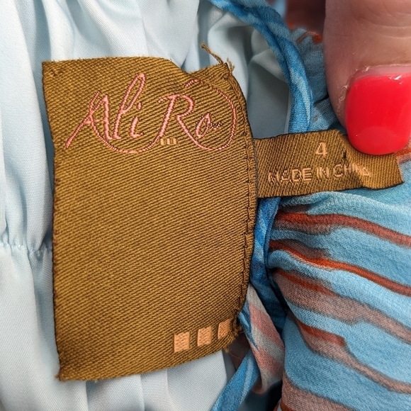 Ali Ro 100% SILK Flowy Fairycore Maxi Whimsical Ruffle Sun Dress Size 4 - Picture 6 of 7